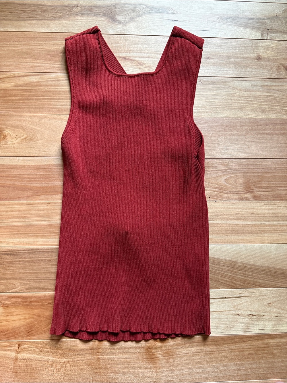 Zara Ribbed Tank Top in Deep Red
